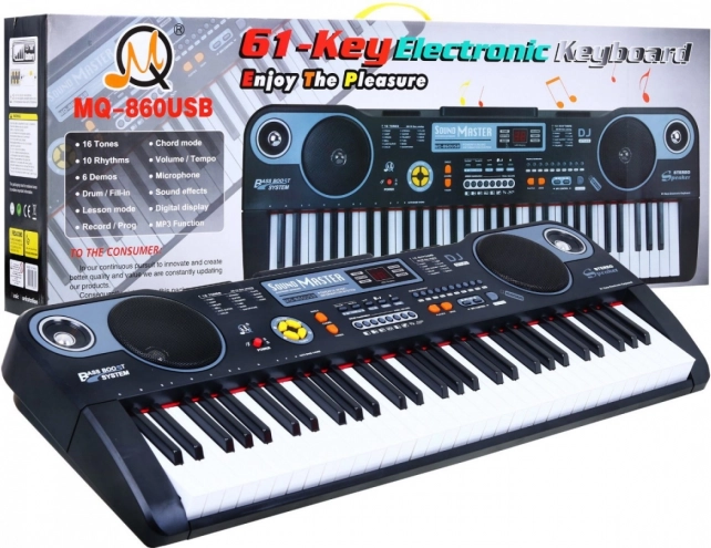 Kinder toetseninstrument met USB, microfoon en lesmodus 61 toetsen