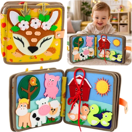 Zintuiglijk viltboekje Hert – interactieve educatieve boek voor de allerkleinsten