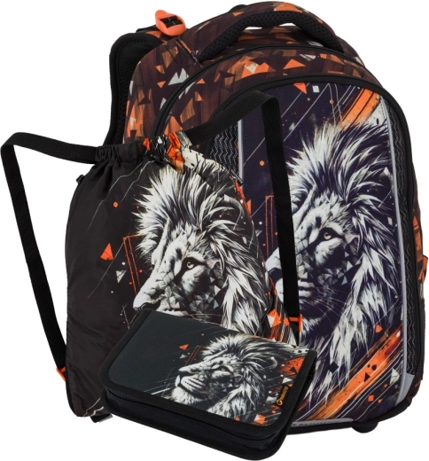 Bagmaster Vega kleine schoolset voor eersteklassers met leeuwmotief
