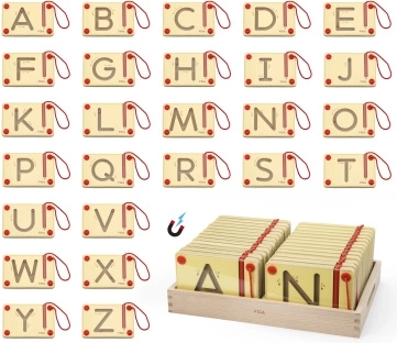 Houten magnetisch schrijfplankje letters