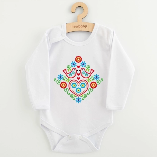 Babyromper met lange mouwen New Baby met folkloristisch vogelmotief, maat 62 (3–6 maanden)