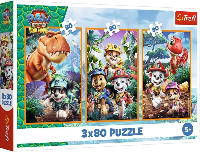 Puzzel 3-in-1 Paw Patrol: dinosaurushelden (3×80 stukjes)