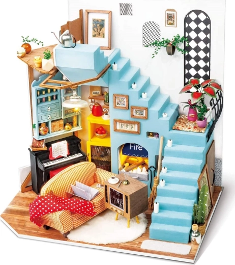 ROLIFE miniatuur poppenhuis woonhoek – doe-het-zelf bouwpakket met LED-verlichting