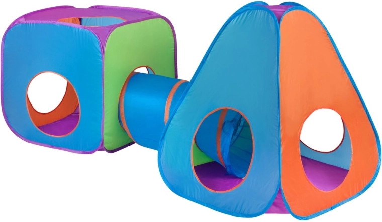 Kinder tent 3-in-1 met tunnel BABY MIX oranje‑blauw