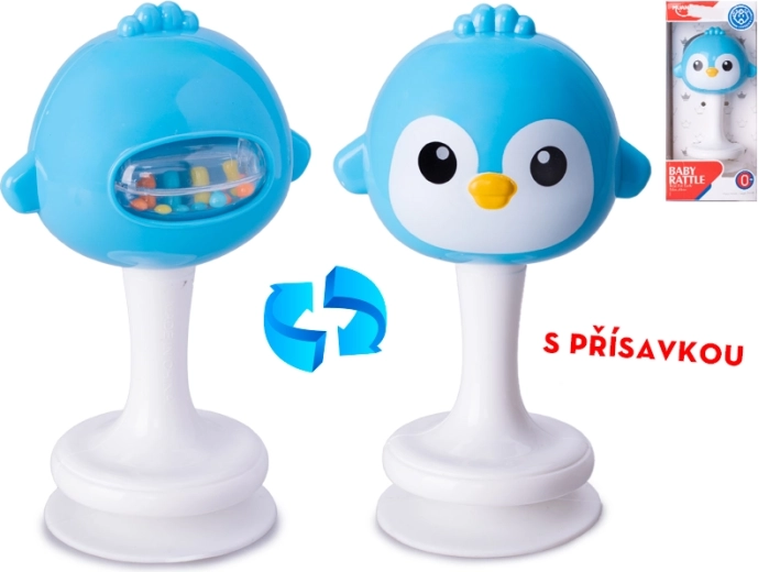 Rammelaar met vogeltje op zuignap 12 cm