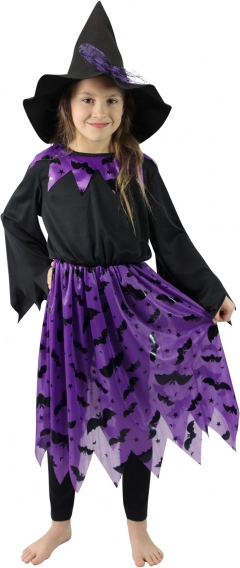 Kinderkostuum heks met hoed en vleermuizen