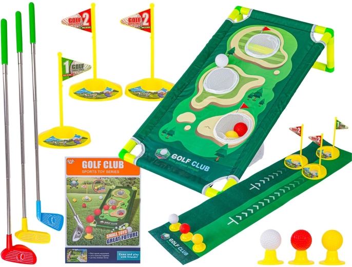 Mini golf kinderspel met mat, clubs en accessoires