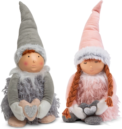 Kersttextielpop jongen of meisje 38 cm - 1 stuk