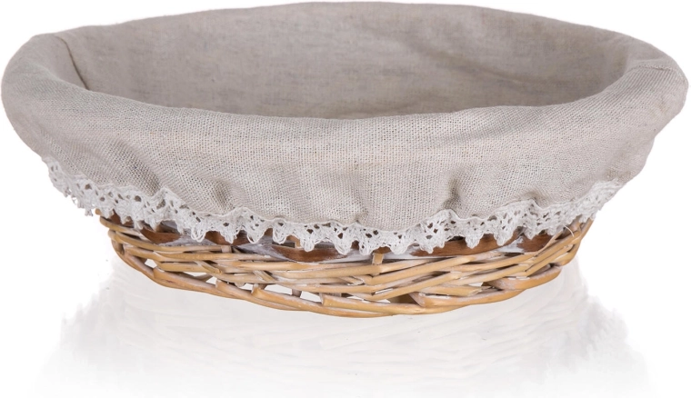 Rieten ronde mand Duo 26 × 8 cm met kant