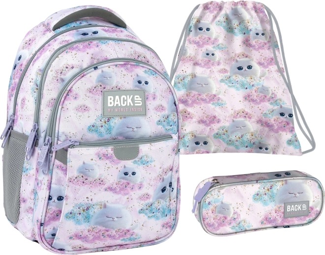 Voordelige schoolset BackUP Dreamy 3-in-1 (rugzak, etui en gymtas)