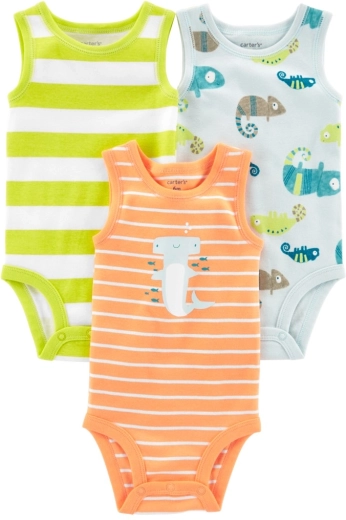 Carter’s mouwloze babyrompers Stripes Animals, set van 3 stuks
