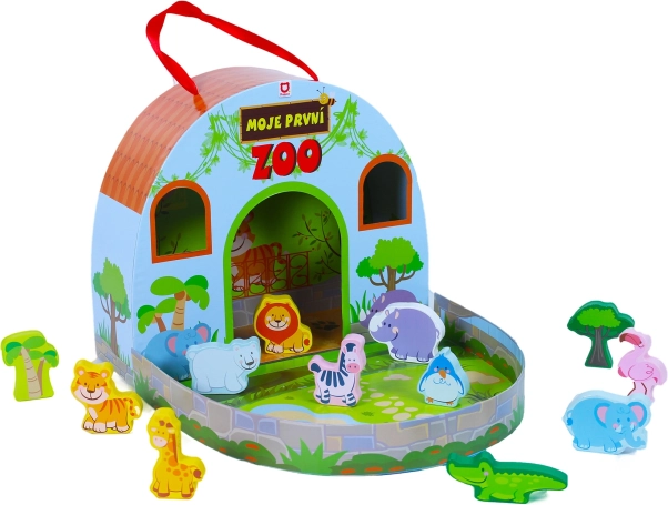 Mijn houten dierentuin in een koffertje