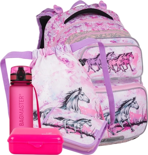 Bagmaster meisjesschoolset voor eersteklassers met paardenmotief