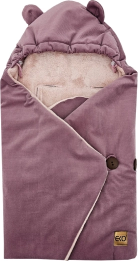 EKO voetenzak voor autostoeltje lila met capuchon en gordelopeningen