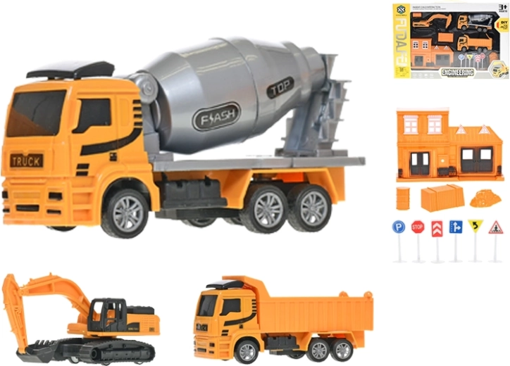 Set bouwvoertuigen met terugtrekmotor 12–14 cm, 3 stuks