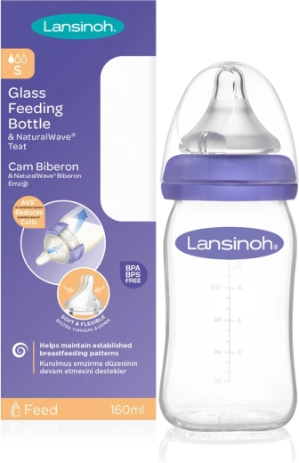 Lansinoh glazen babyfles met NaturalWave-speen 160 ml