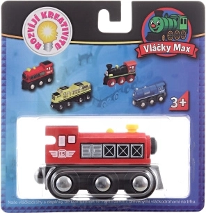 Maxim houten stoomlocomotief rood