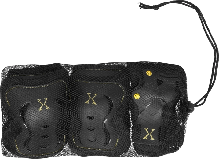 Set kniebeschermers, elleboogbeschermers en polsbeschermers NILS Extreme H320, zwart-geel – XL