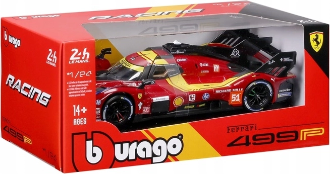BBU Ferrari Racing 499P Le Mans rood #51 modelauto 1:24