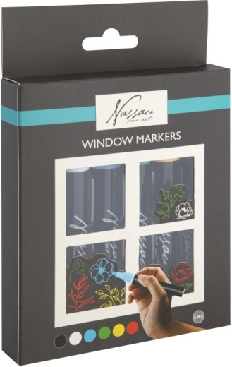 Krijtstiften voor ramen GRAFIX – set van 6 kleuren