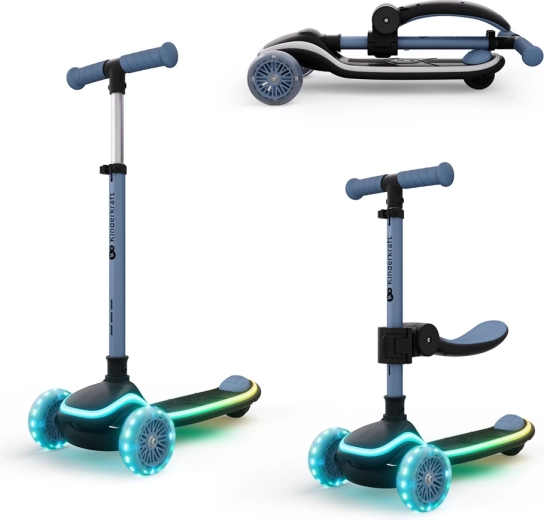 Kinderkraft RAKET UP Blue kinderstep en loopfiets 2-in-1 met ledverlichting