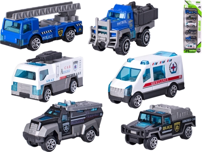 Set van 6 metalen politieautootjes 7 cm