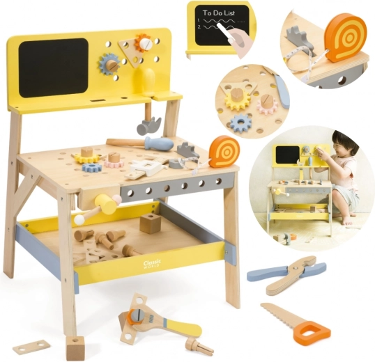 Houten werkplaats met krijtbord 27 stuks CLASSIC WORLD