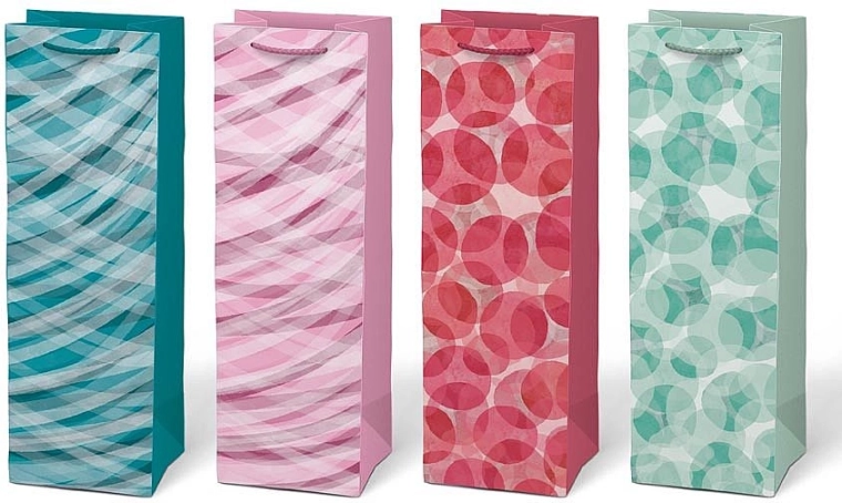 Papieren cadeauzak voor fles met opdruk, mix van motieven