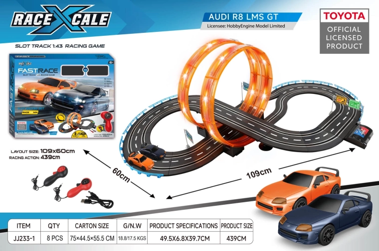Toyota-racebaan met afstandsbediening 1:43, 152 × 73 cm