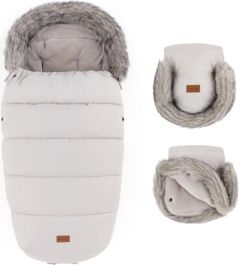 Petite&Mars winterset voetenzak Comfy 4-in-1 en kinderwagenhandschoenen Furry rose petal