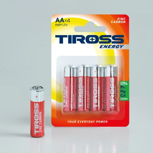AA-batterijen zink-koolstof 1,5 V, verpakking 4 stuks