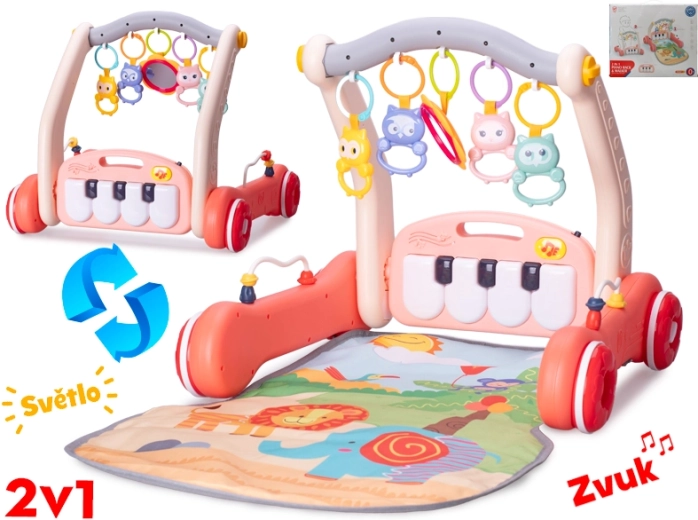 Looptrainer en speelmat 2-in-1 met roze pianootje