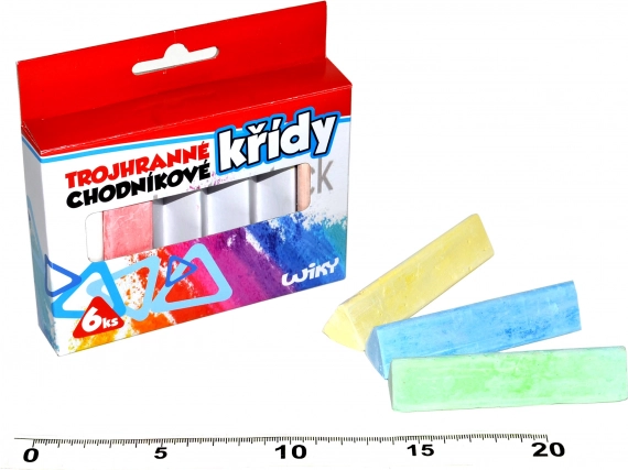 Driehoekige gekleurde stoepkrijtjes, 6 stuks