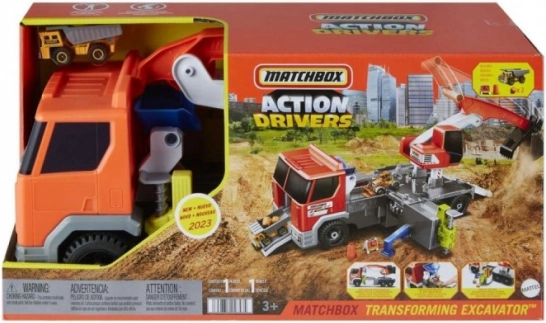 Matchbox voertuigenset vrachtwagen met graafmachine