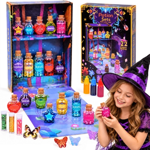 Magische creatieve set voor het maken van glitterdrankjes (22 recepten)