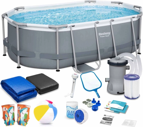 Tuinframezwembad BESTWAY Power Steel 305 × 200 × 84 cm set 17-in-1