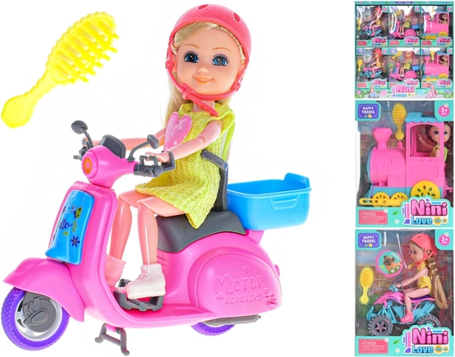 Gelede reizigerspop met accessoires 15 cm - 1 stuk
