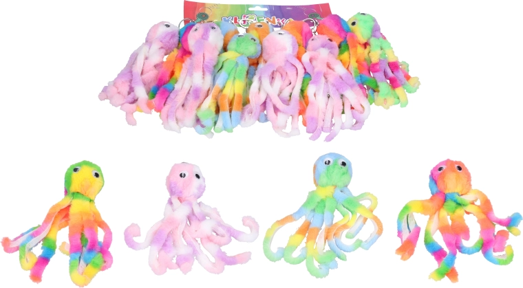 Kleurrijke sleutelhanger in de vorm van een octopus - 1 stuk