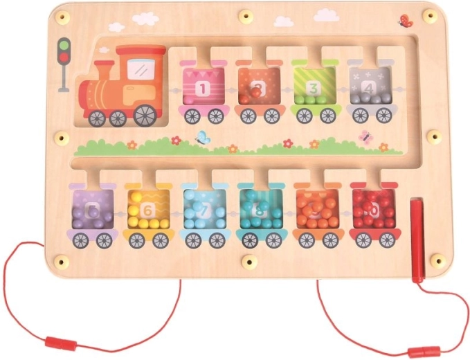 Magnetische treinpuzzel met schrijfoefeningen