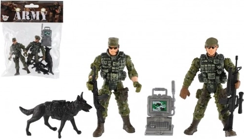 Set van militaire poppetjes met hond en accessoires
