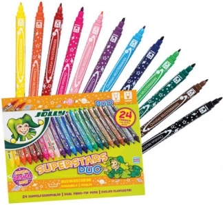 Dubbelzijdige viltstiften SUPERSTARS DUO, 24 stuks