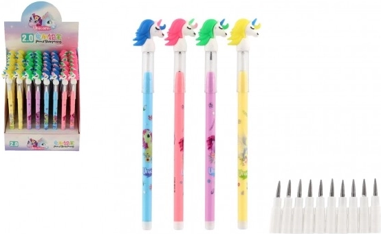 Potlood met eenhoorn met verwisselbare puntjes, 4 kleuren
