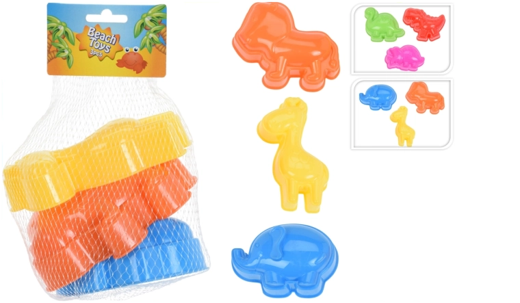 Set van 3 zandvormpjes met diertjes