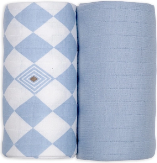 Lodger swaddler van biologisch katoen 110 × 110 cm, blue fogg - 2 stuks