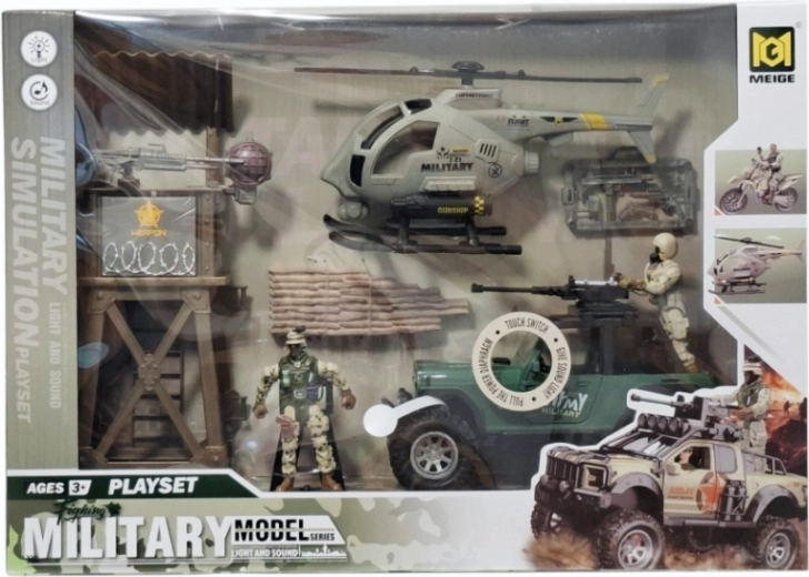 Militaire set met helikopter, terreinwagen en figuurtjes