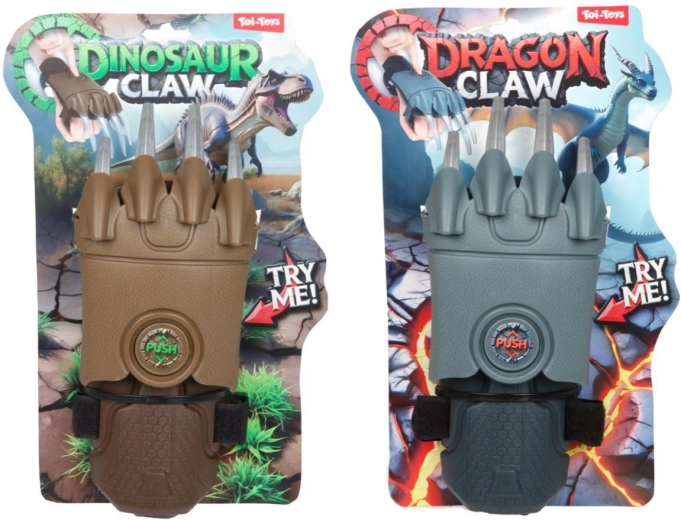 Uitschuifbare klauwen draak/dinosaurus van kunststof 11 × 29 cm, 2 kleuren