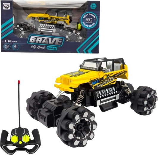 Op afstand bestuurbare terreinwagen Brave geel - 1 stuk