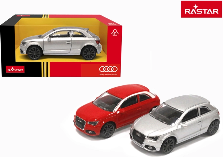 Metalen autootje Audi A1 RASTAR op schaal 1:43 rood - 1 stuk