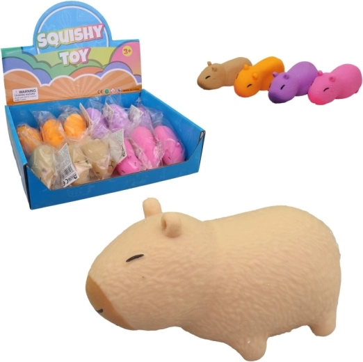 Squishy capibara-knijpfiguurtje in displaybox (12 stuks)