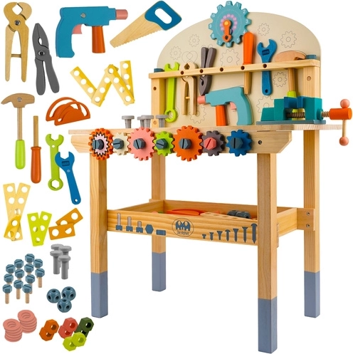 Kinder houten werkbank met gereedschap 3-in-1 KRUZZEL